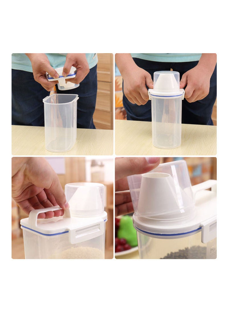 Generic - 2L Portable Plastic Rice Storage Box Container With Measuring Cup White 24*8.5*15.5cm - Image 1