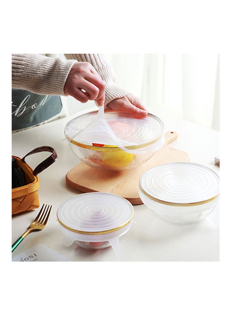 6-Pieces Reusable Silicone Stretch Lids Translucent Blue 21*4*21cm  - Image 3