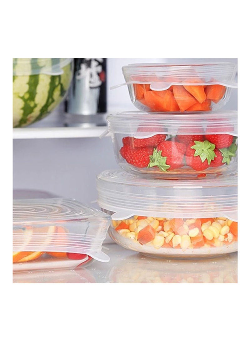 6-Pieces Reusable Silicone Stretch Lids Translucent Blue 21*4*21cm  - Image 4