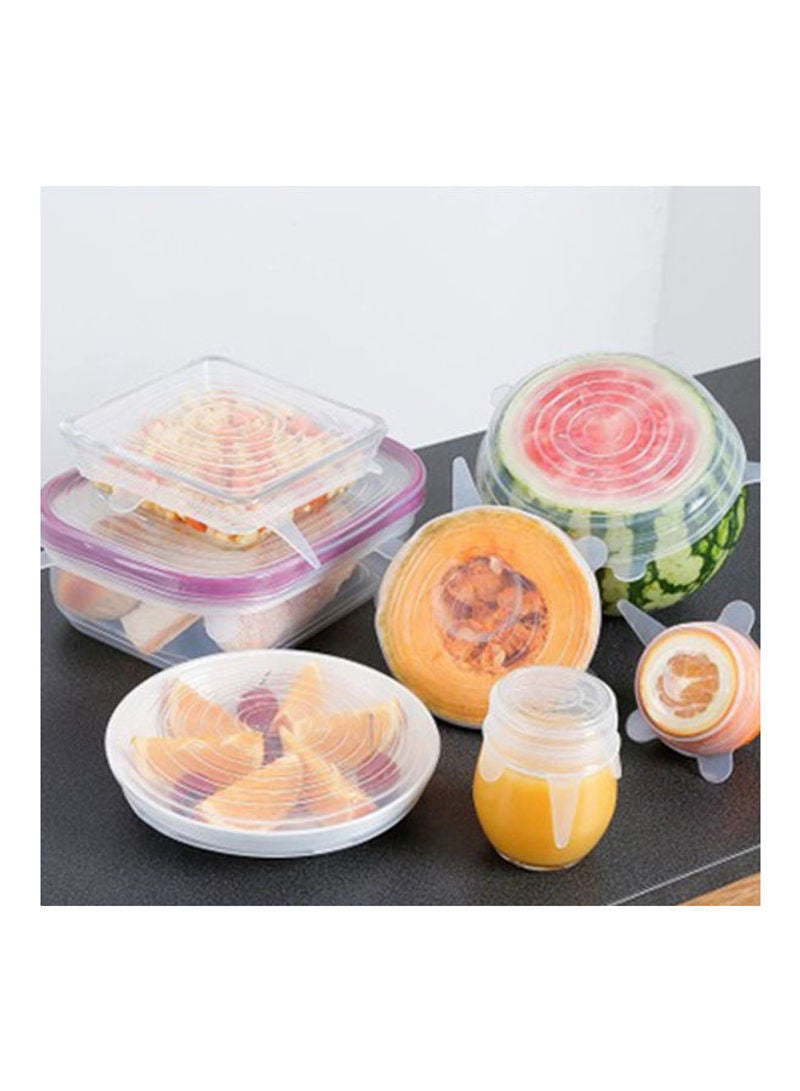 6-Pieces Reusable Silicone Stretch Lids Translucent Blue 21*4*21cm  - Image 5