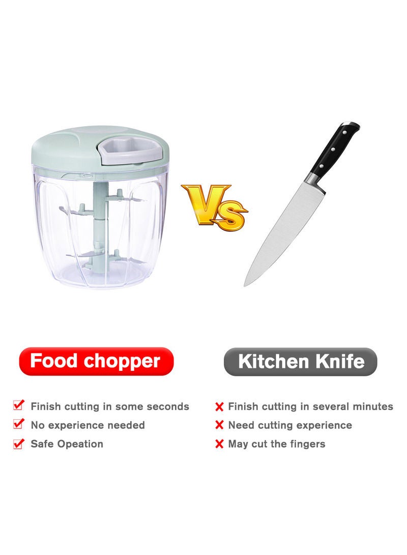 900ml Hand Pull String Manual Food Chopper Processor Green - Image 2