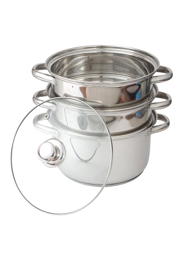 Home Box Stilo 3-Tier Steamer Silver 24cm  - Image 2