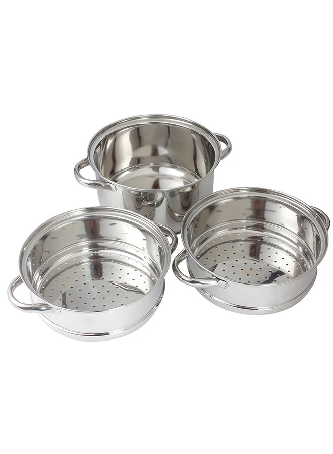 Home Box Stilo 3-Tier Steamer Silver 24cm  - Image 3