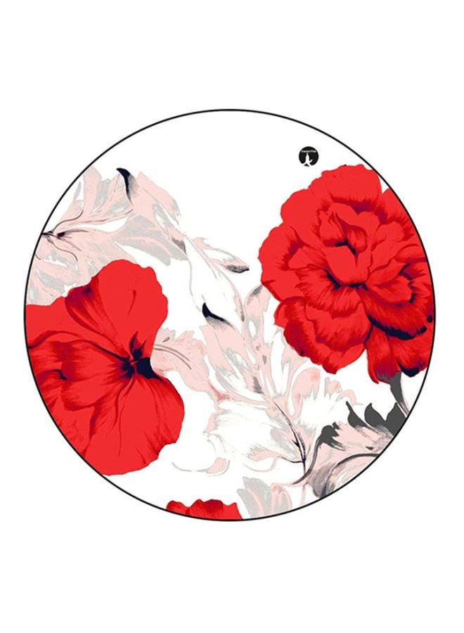 Flowers Mouse Pad White/Red/Beige