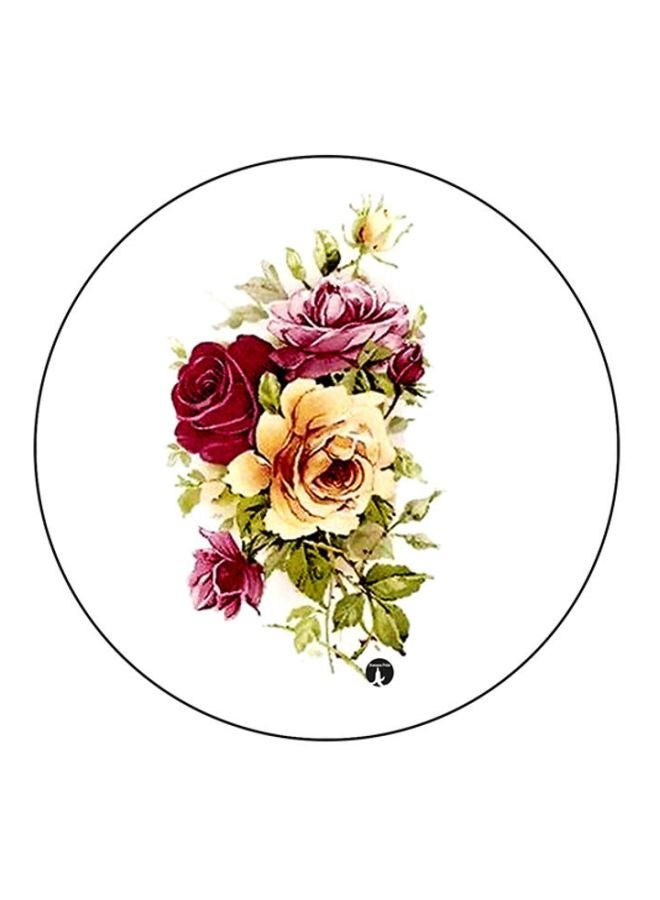 BP Flowers Round Mouse Pad White/Pink/Green