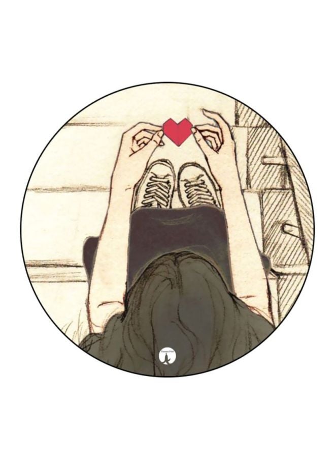 بي بي لوحة ماوس بطبعة فتاة بيج/ أسود/ أحمر