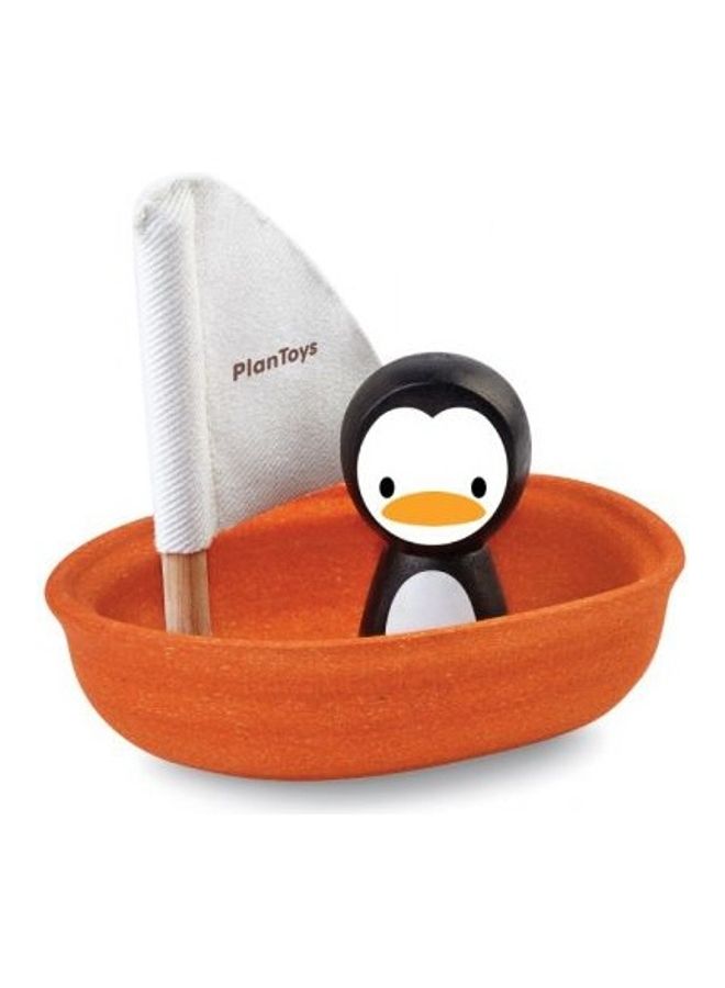 PlanToys Wooden Sailing Boat Penguin 12x8.8x10.1cm  - Image 1