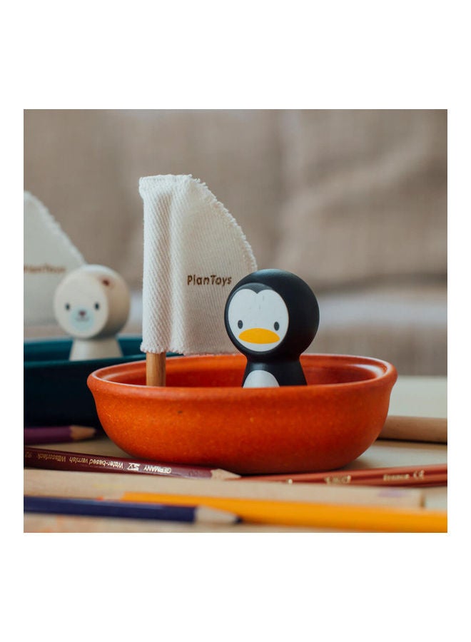 PlanToys Wooden Sailing Boat Penguin 12x8.8x10.1cm  - Image 2
