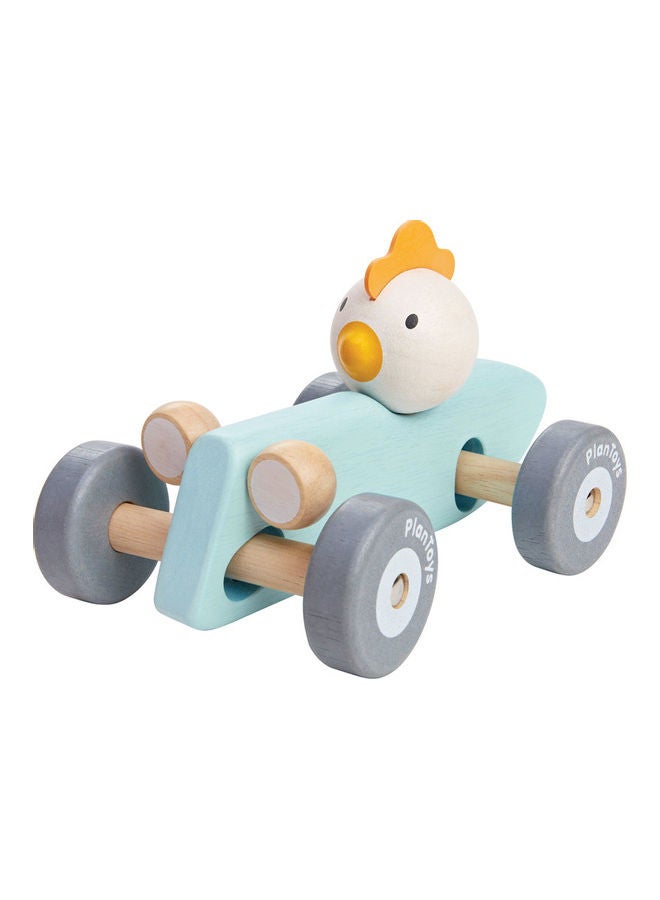 PlanToys Wooden Chicken Racing Car 12x18x10cm - Image 1