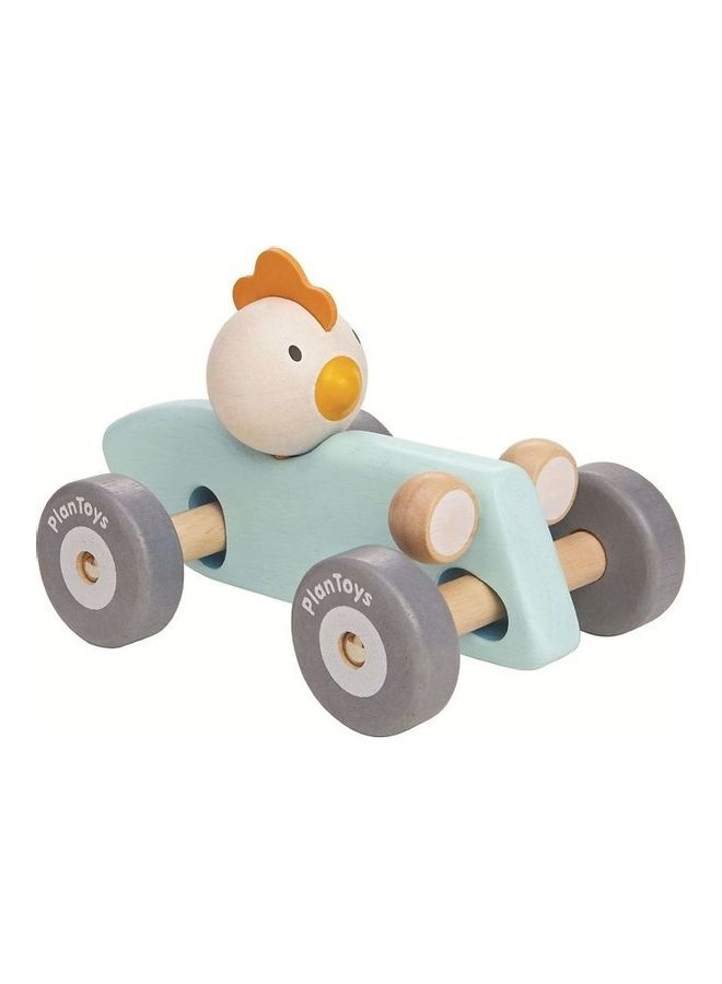 PlanToys Wooden Chicken Racing Car 12x18x10cm - Image 2