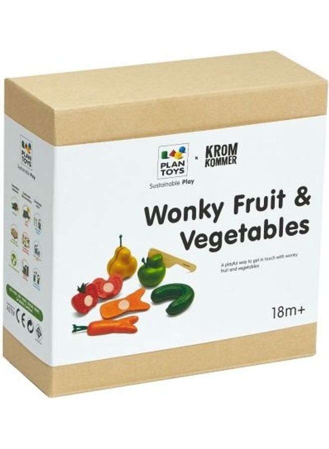 PlanToys Wooden Wonky Fruit And Vegetables Set - Image 2
