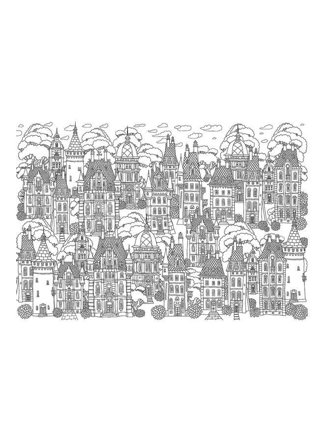 يورو جرافيكس طقم أحجية تركيب الصورة وتلوينها كولور مي بتصميم بيوت القرية من 300 قطعة - Image 2