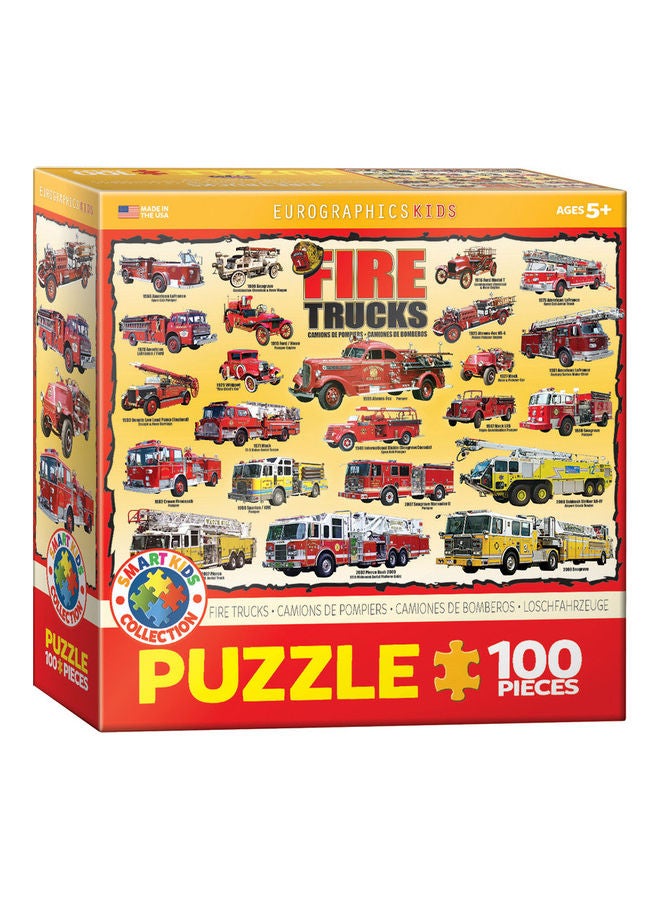 يورو جرافيكس مجموعة ألغاز بطبعة على شكل رسم شاحنات إطفاء 100 قطعة 33x1.27x48.26سم - Image 1