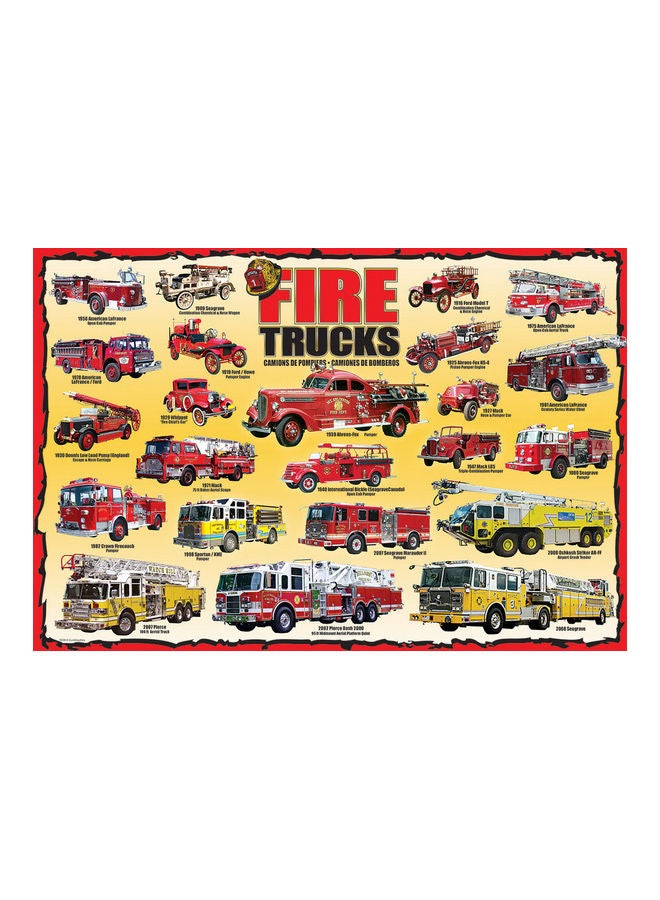 يورو جرافيكس مجموعة ألغاز بطبعة على شكل رسم شاحنات إطفاء 100 قطعة 33x1.27x48.26سم - Image 2