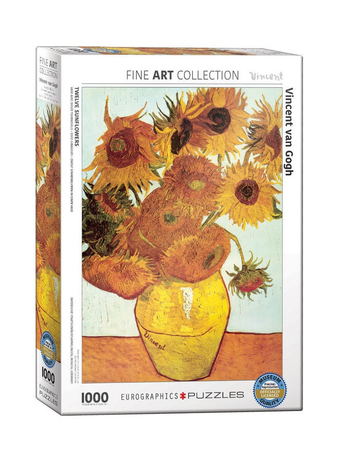 يورو جرافيكس مجموعة أحجية بتصميم لوحة ‎"Twelve Sunflowers"‎ من 1000 قطعة 48.8x1.27x67.31سم - Image 1