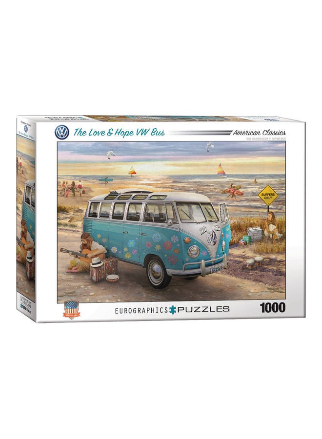 يورو جرافيكس "مجموعة بازل بتصميم حافلة فولكس فاجن بتصميم عبارة "The Love And Hope" من 1000 قطعة" 48.8x1.27x67.31سم - Image 1