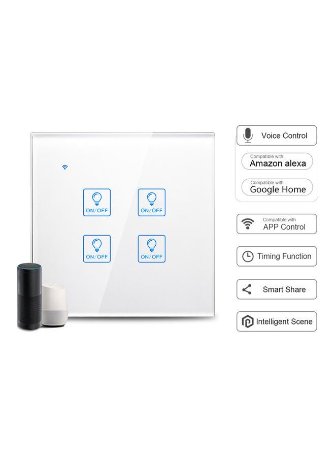 Wi-Fi 4 Gang Smart Dimmer Switch White - Image 1