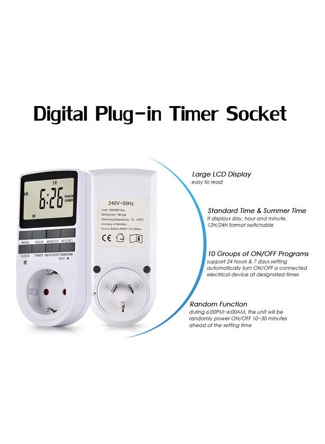 Digital Plug-In Timer Socket White