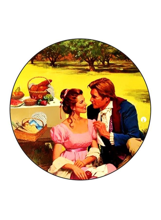 Vintage Art Mouse Pad Yellow/Pink/Brown