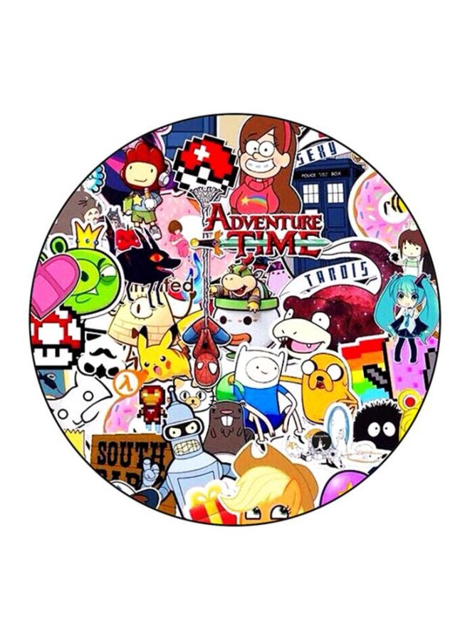 Printed Round Mouse Pad White/Pink/Green