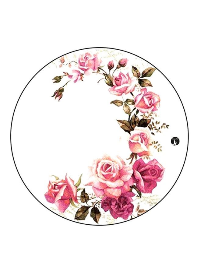 BP Flowers Round Mouse Pad White/Pink/Brown