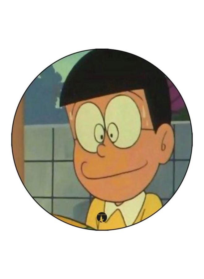 بي بي لوحة ماوس بطبعة مستوحاة من سلسلة الأنمي "Doraemon" أسود/بيج/أصفر