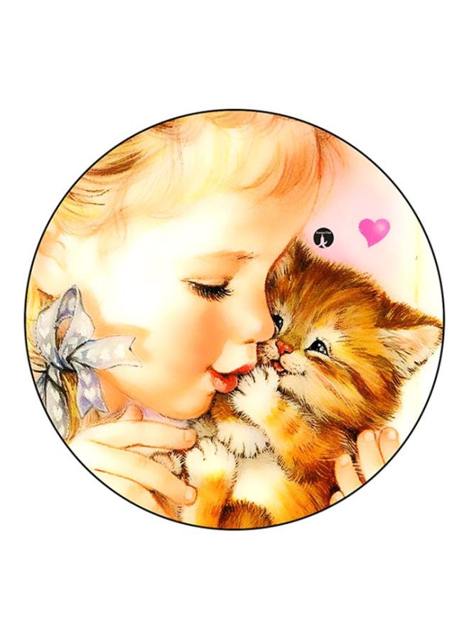 BP Vintage Art Printed Round Mouse Pad Multicolour