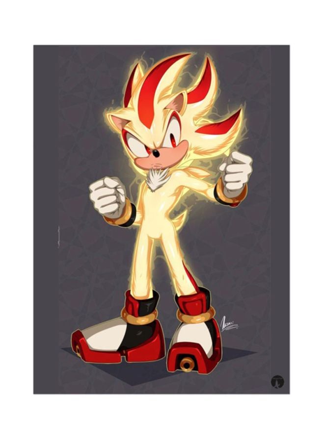 وسادة ماوس بتصميم شخصية لعبة الفيديو Sonic رمادي/ذهبي