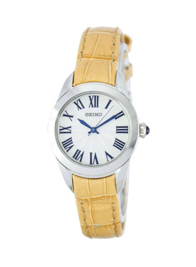 Seiko Women's Round Shape Leather Band Analog Wrist Watch 28 mm - Yellow - SRZ383P2 - Image 1