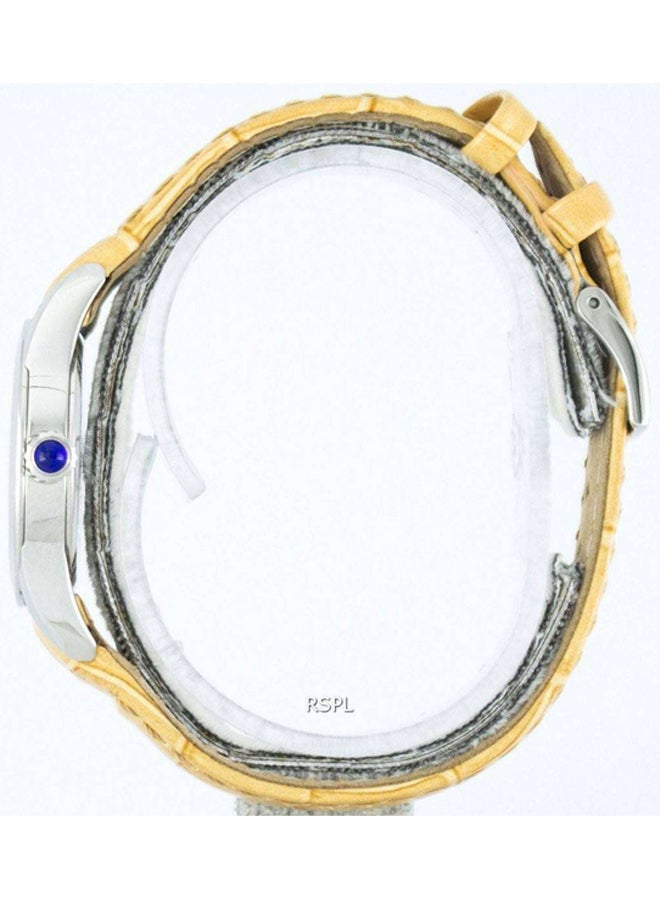 Seiko Women's Round Shape Leather Band Analog Wrist Watch 28 mm - Yellow - SRZ383P2 - Image 3