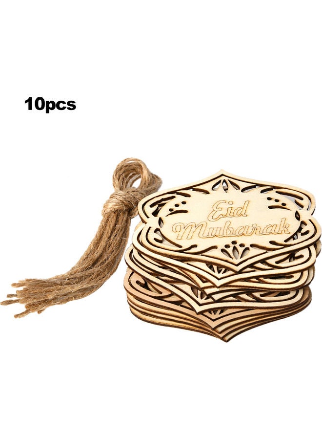 Wooden Eid And Ramadan Hanging Pendants Beige 9.0x7.3x2.6cm  - Image 1