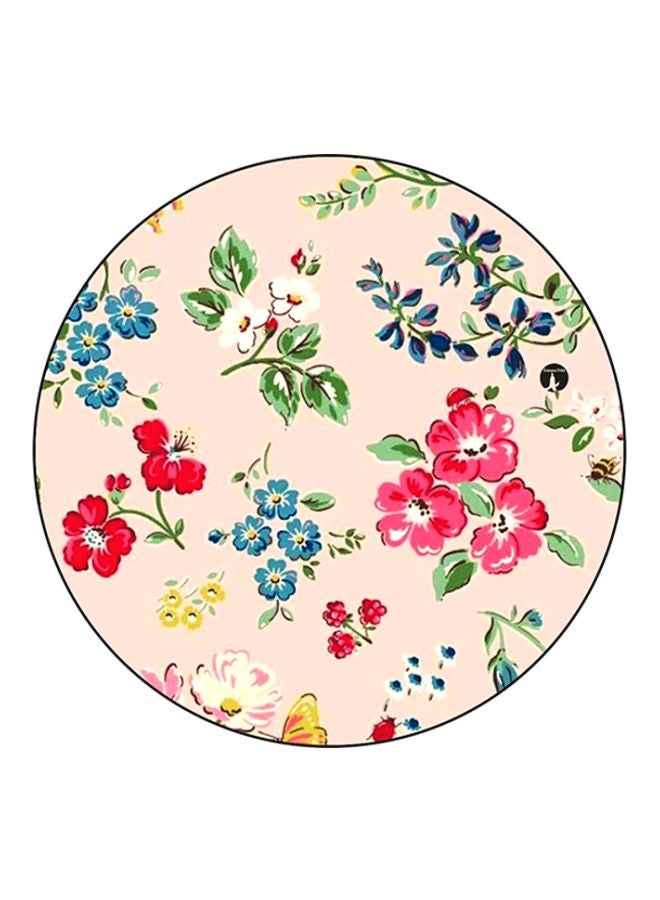 Flowers Printed Mouse Pad Beige/Green/Pink