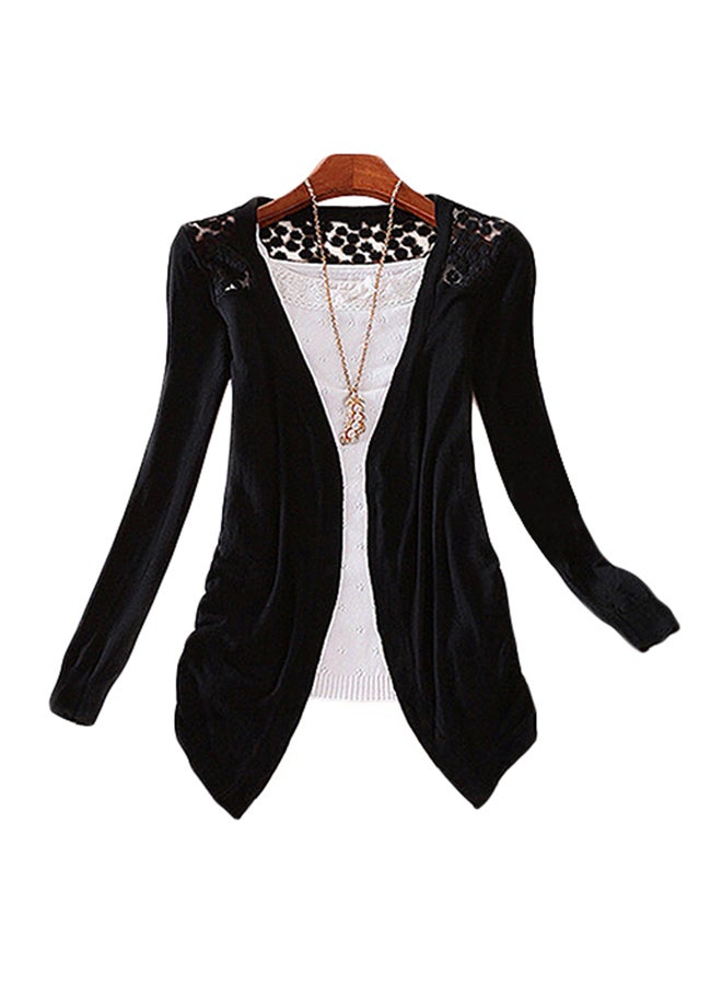 Generic Solid Knitted Cardigan Black  - Image 1