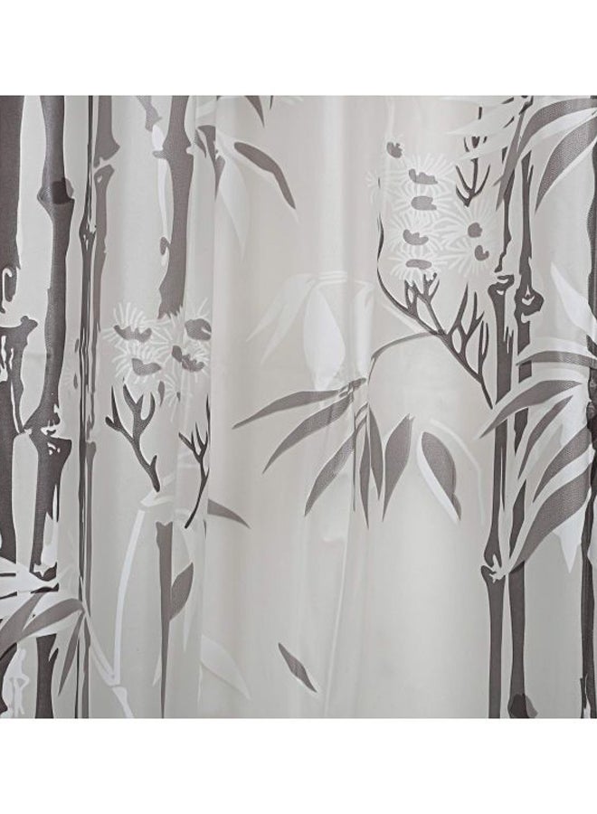 ستارة حمام بتصميم من الخيزران مزودة بخطافات رمادي / أبيض 54x84بوصة - Image 3