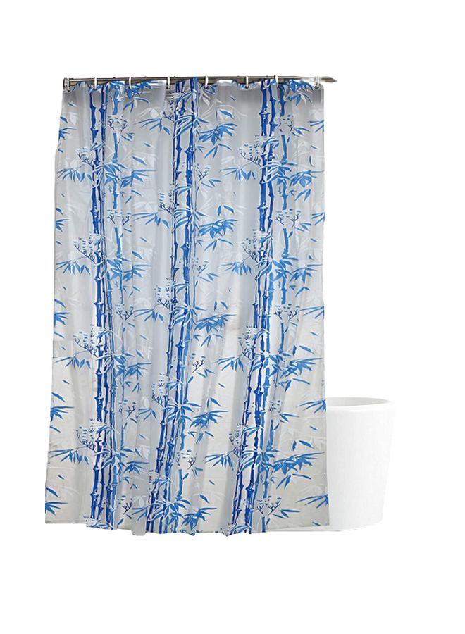 Bamboo Designed Shower Curtain With Hooks Blue/White 54x84inch  - Image 1