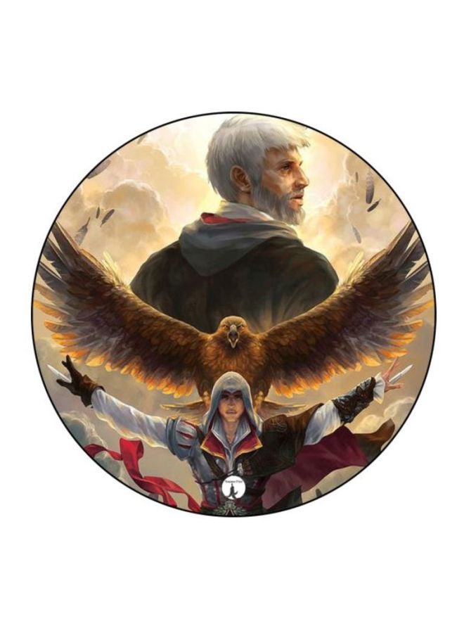 لوحة ماوس مطبوعة بصورة مستوحاة من لعبة الفيديو ’Assassin's Creed’ بني/أحمر/رمادي