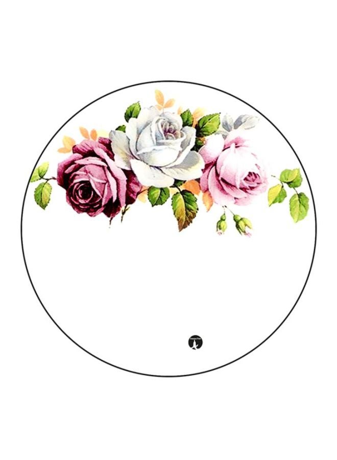 BP Flowers Round Mouse Pad White/Pink/Green