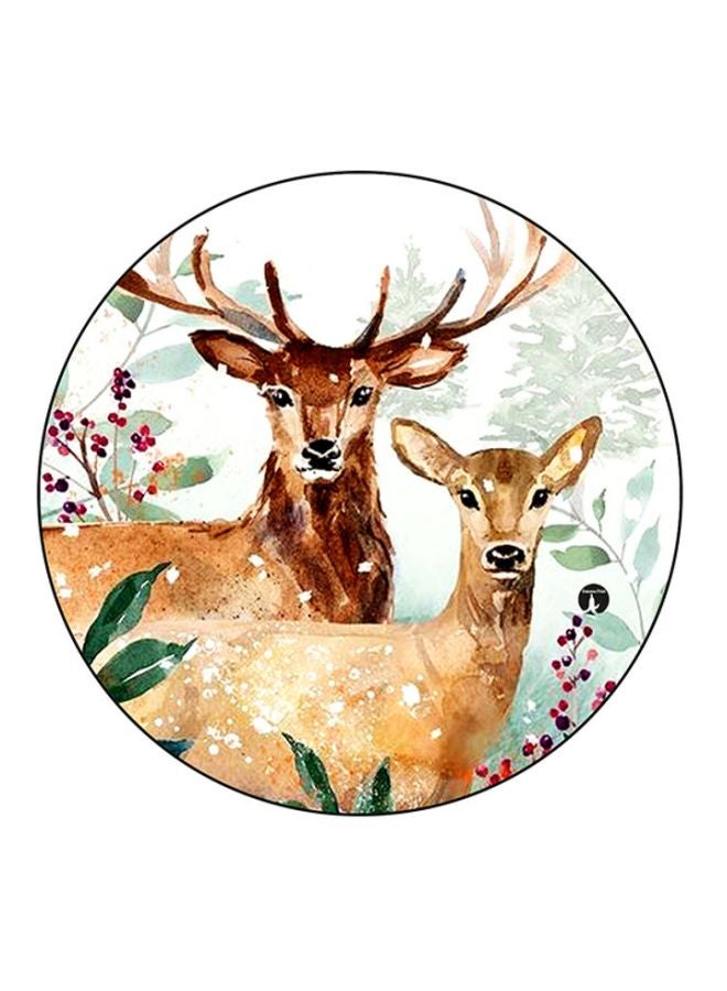 BP Deers Printed Mouse Pad Brown/White/Green