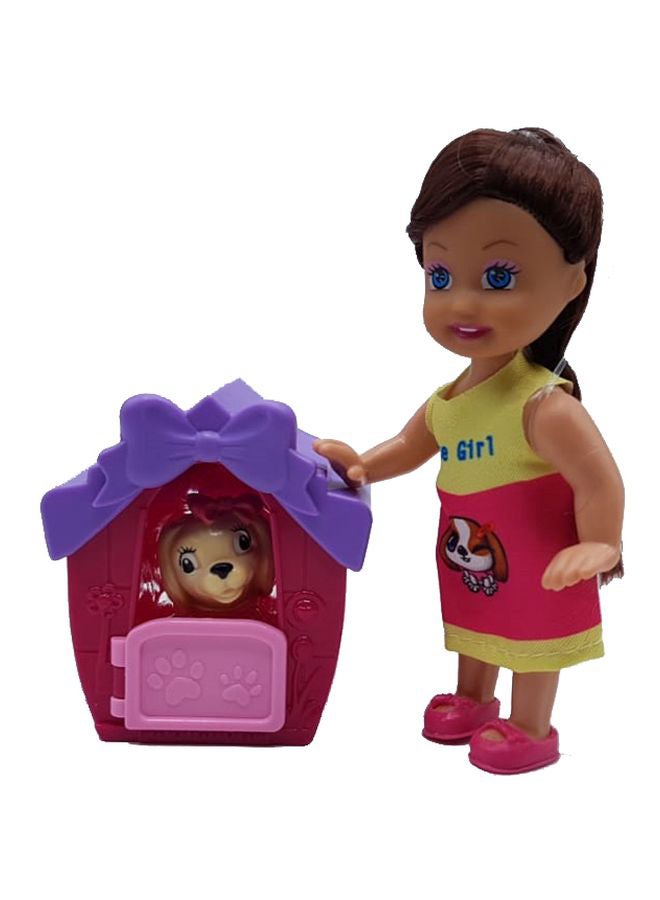 Basmah Cute Doll Dog House Playset 12cm - Image 1