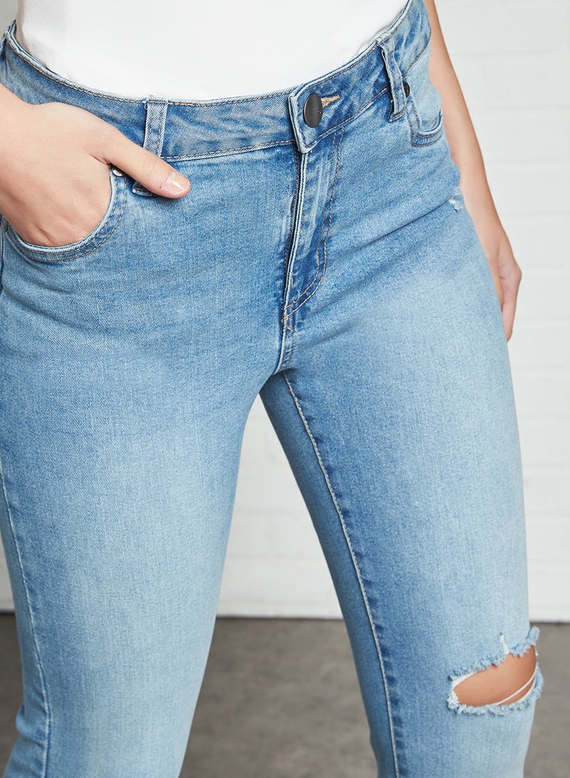 Cotton On - Distressed Style Grazer Skinny Jean Authentic Blue - Image 1