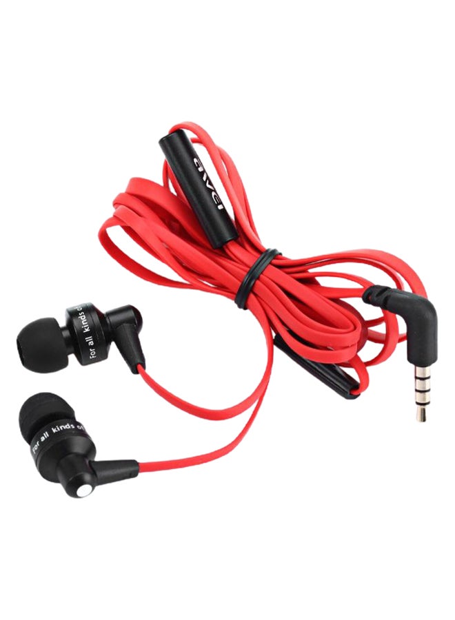 Awei Wired Stereo In-Ear Earphones Black/Red - Image 2