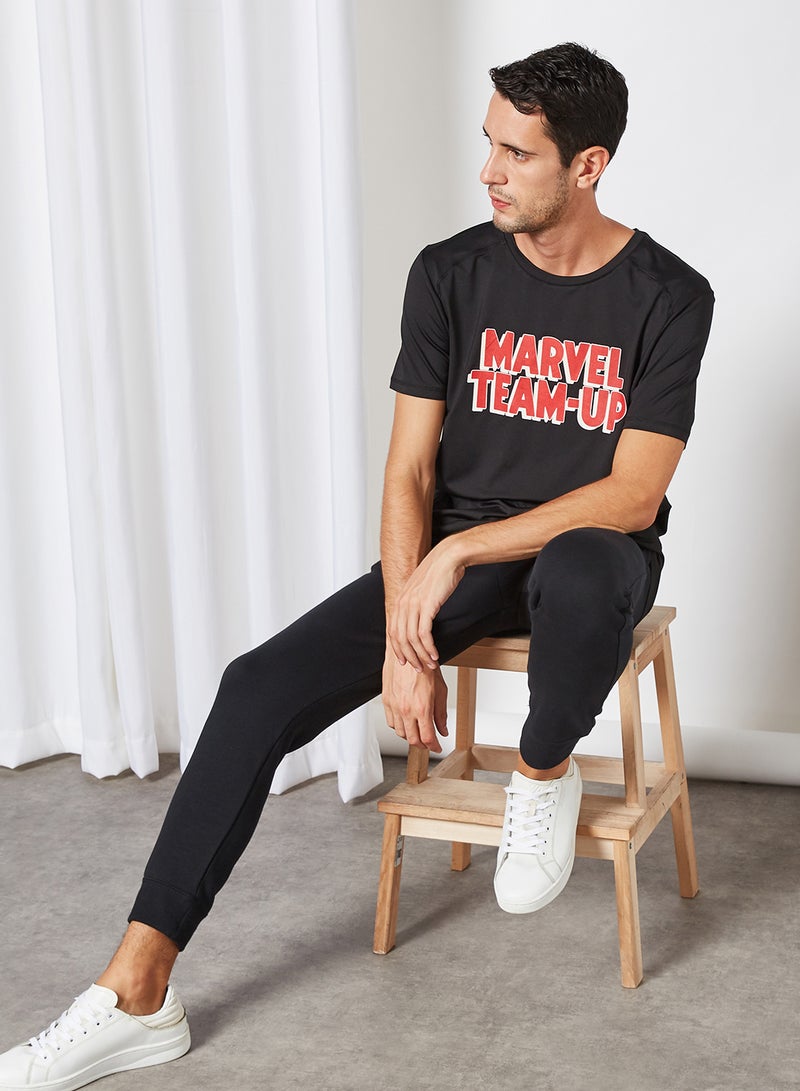 Marvel team Up Print T-Shirt Black