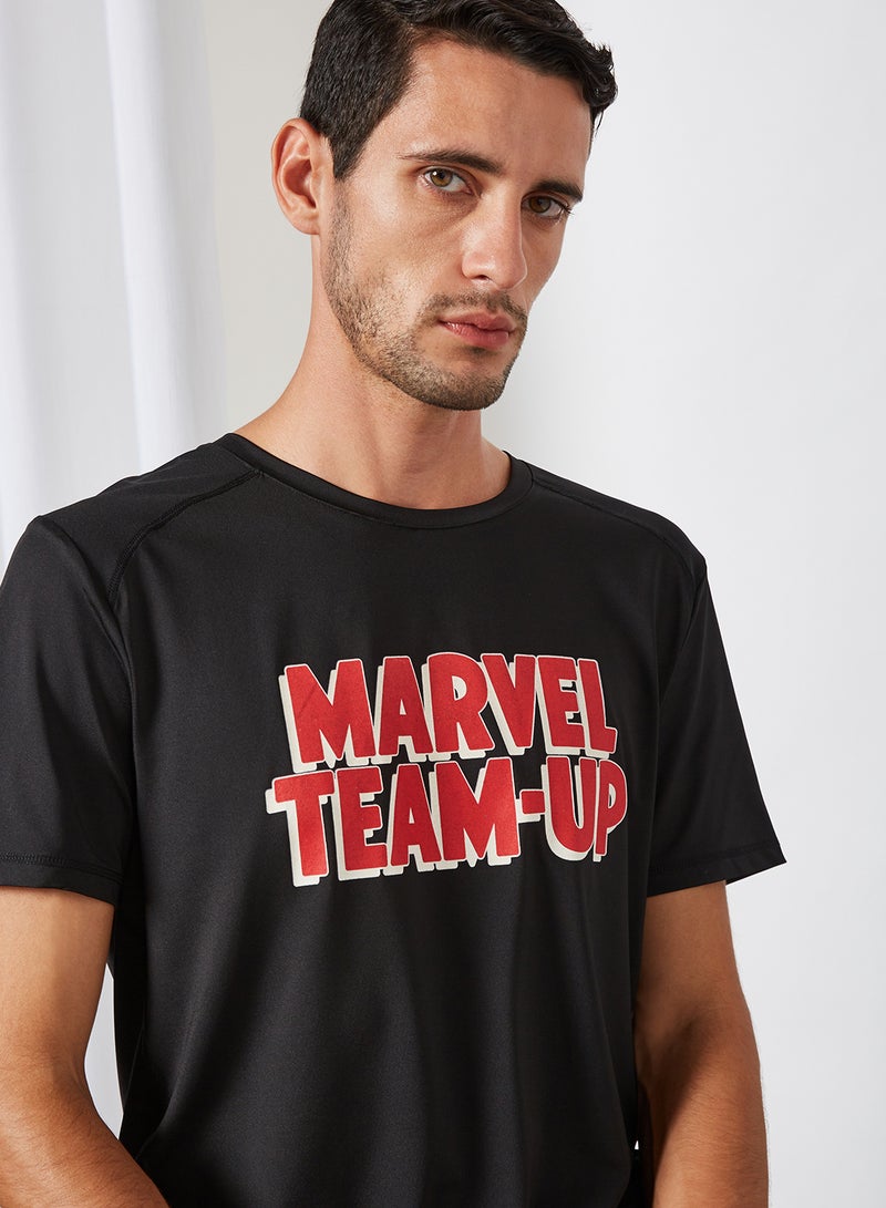 Marvel team Up Print T-Shirt Black