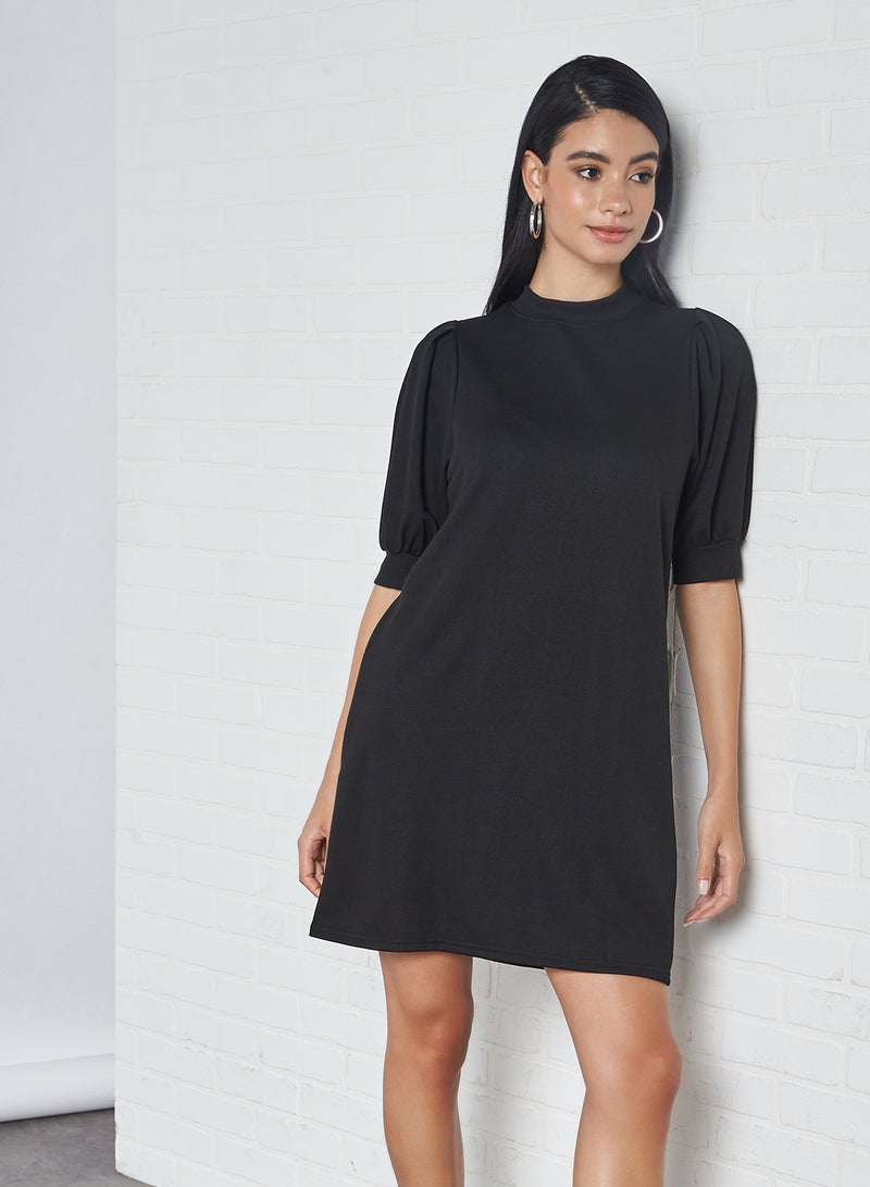 ONLY Puff Sleeve Sweat Dress Black - Image 1