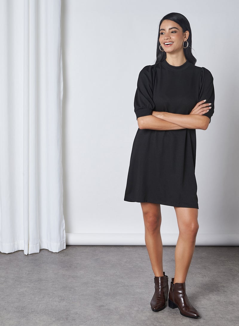 ONLY Puff Sleeve Sweat Dress Black - Image 3