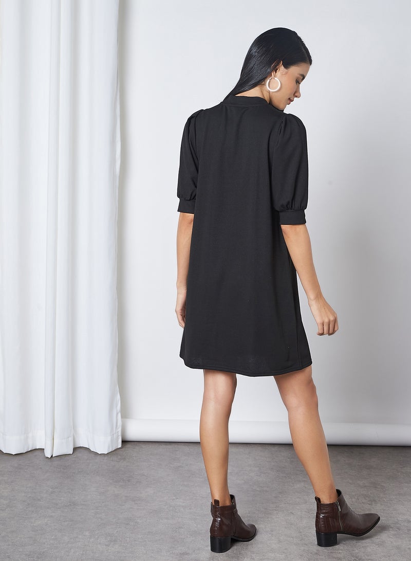 ONLY Puff Sleeve Sweat Dress Black - Image 4
