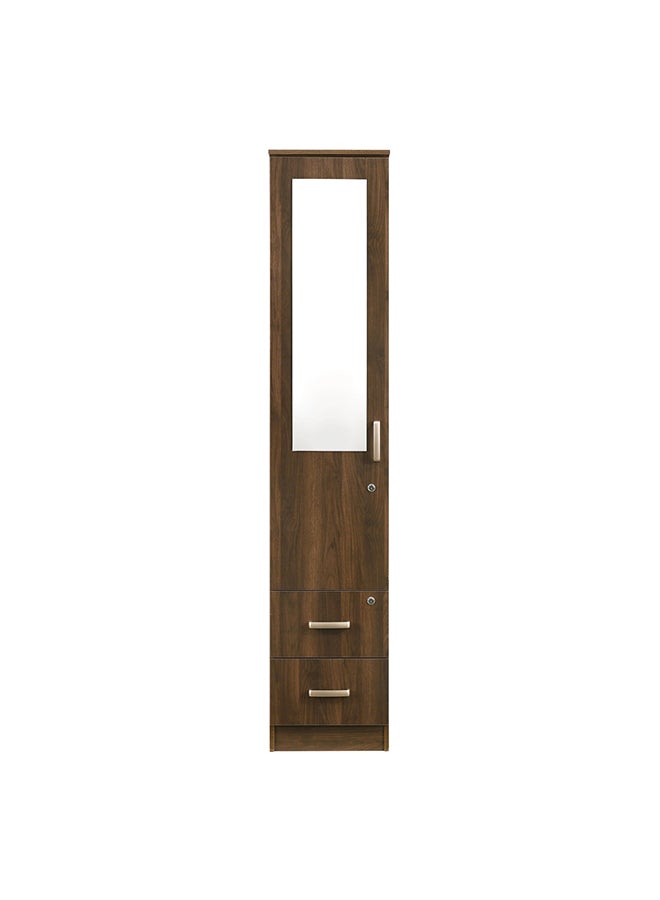 Home Box - Cooper 2-Drawer 1-Door Wardrobe With Mirror And Lock Brown 40x200x52cm - Image 1