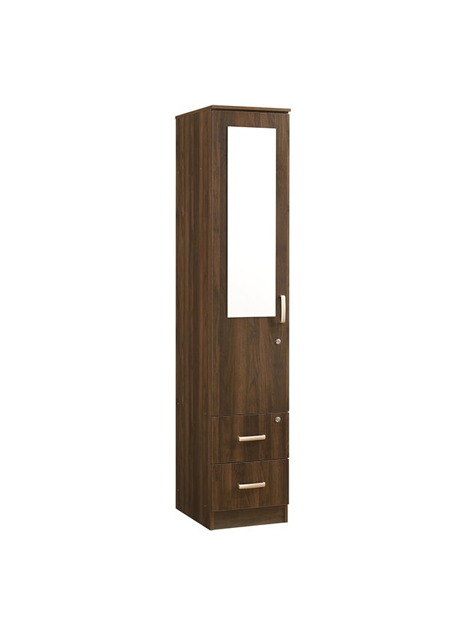 Home Box - Cooper 2-Drawer 1-Door Wardrobe With Mirror And Lock Brown 40x200x52cm - Image 1
