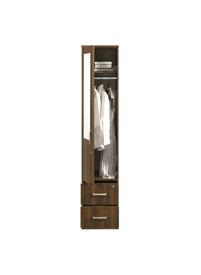 Home Box - Cooper 2-Drawer 1-Door Wardrobe With Mirror And Lock Brown 40x200x52cm - Image 1