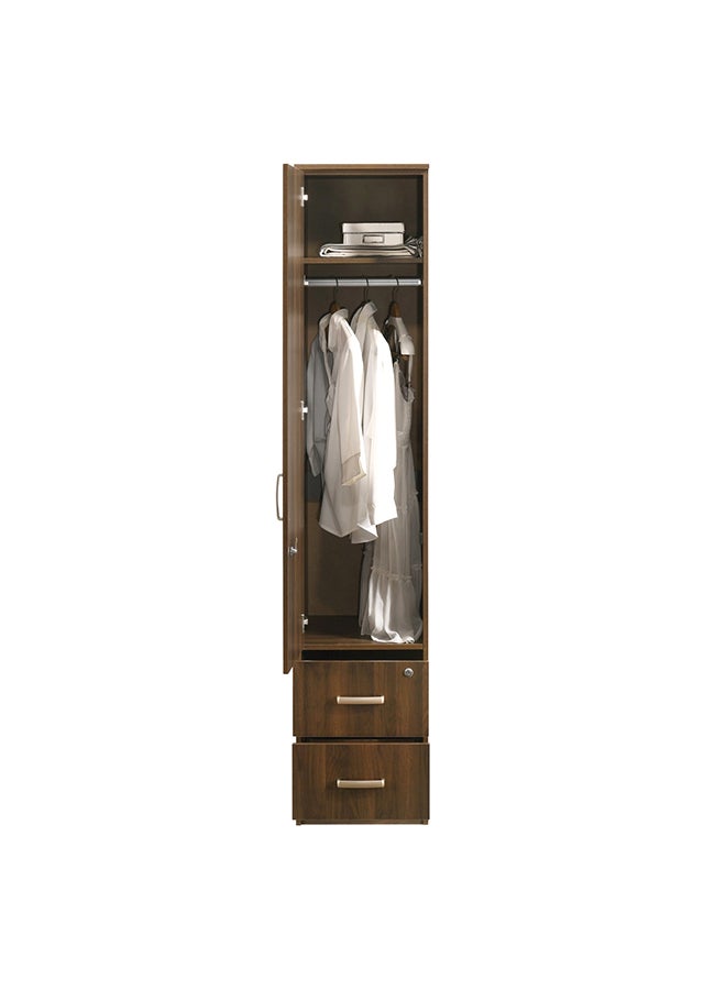 Home Box - Cooper 2-Drawer 1-Door Wardrobe With Mirror And Lock Brown 40x200x52cm - Image 1